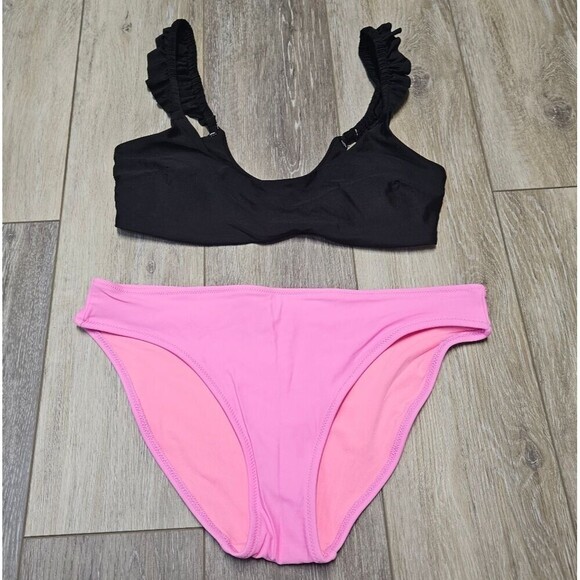 Aerie Mixed Bikini Set Ruffle Top Full Coverage Bikini Bottom Women's Medium - Picture 1 of 13